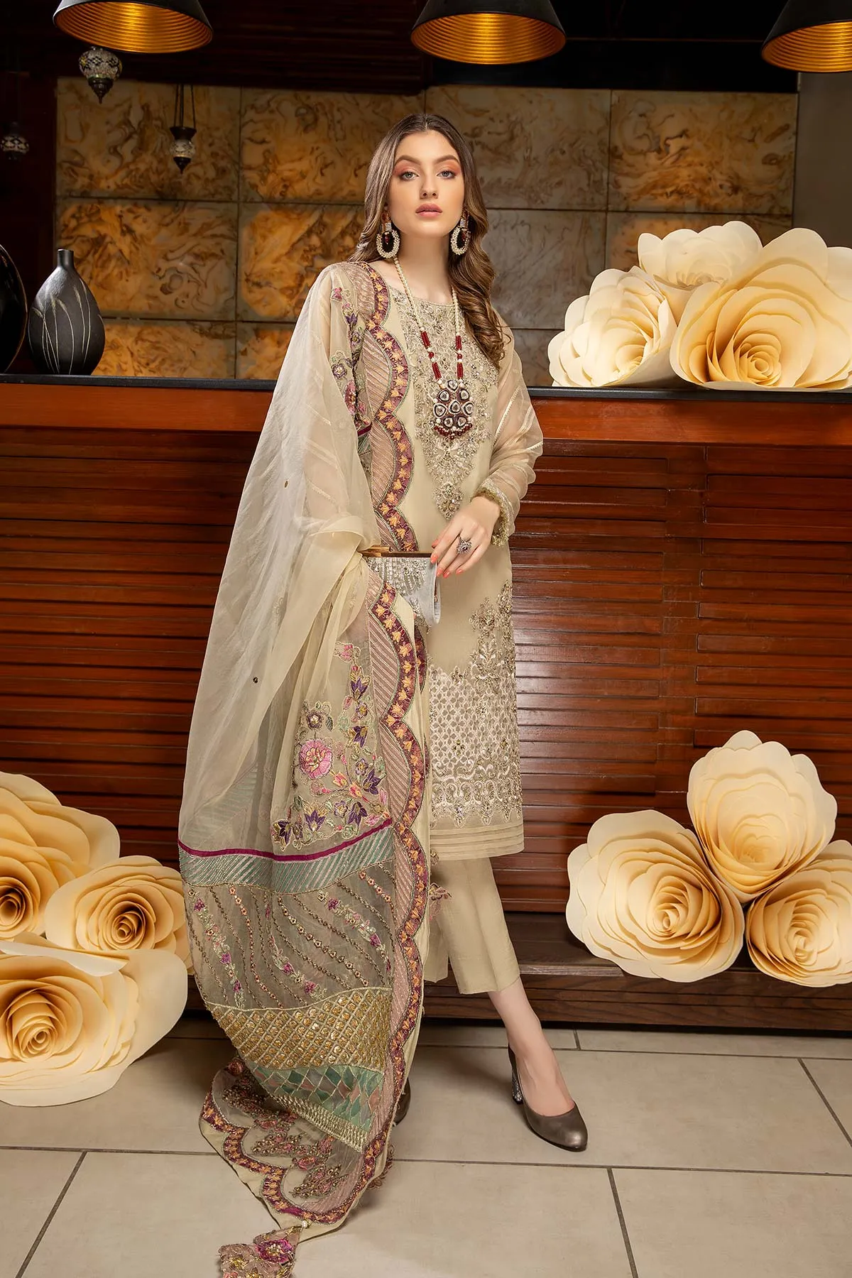 3 Piece Embroidered Unstitched Luxury Collection DD-02 - Best Price & Fast Shipping | Shop Now!