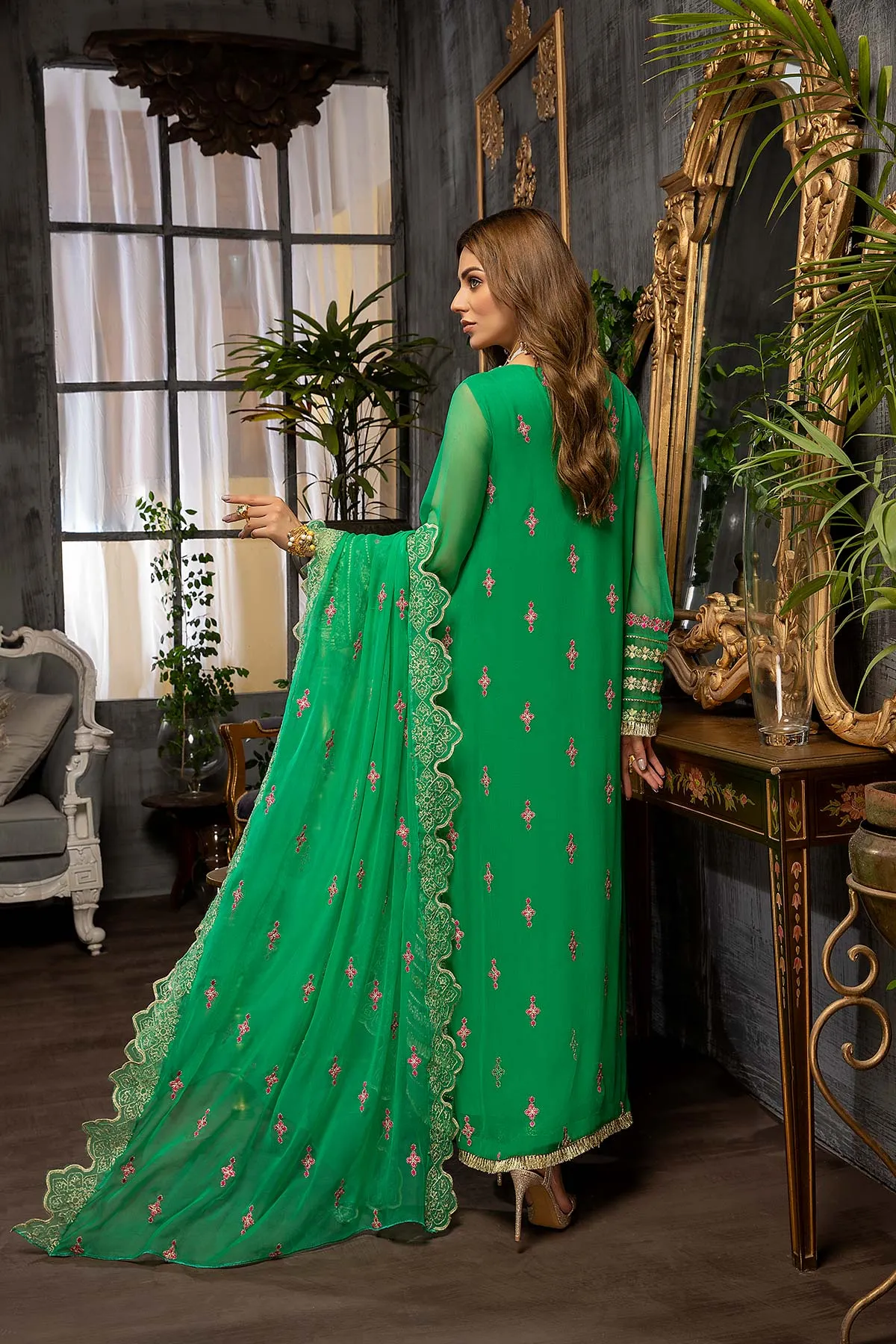 3 Piece Unstitched Chiffon Embroidered Suit CHM21-43