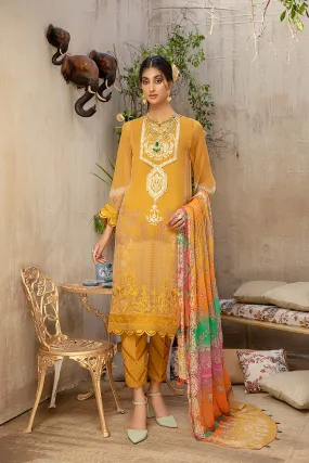 3-Piece Unstitched Chiffon Suit VSL22-08 - Embroidered