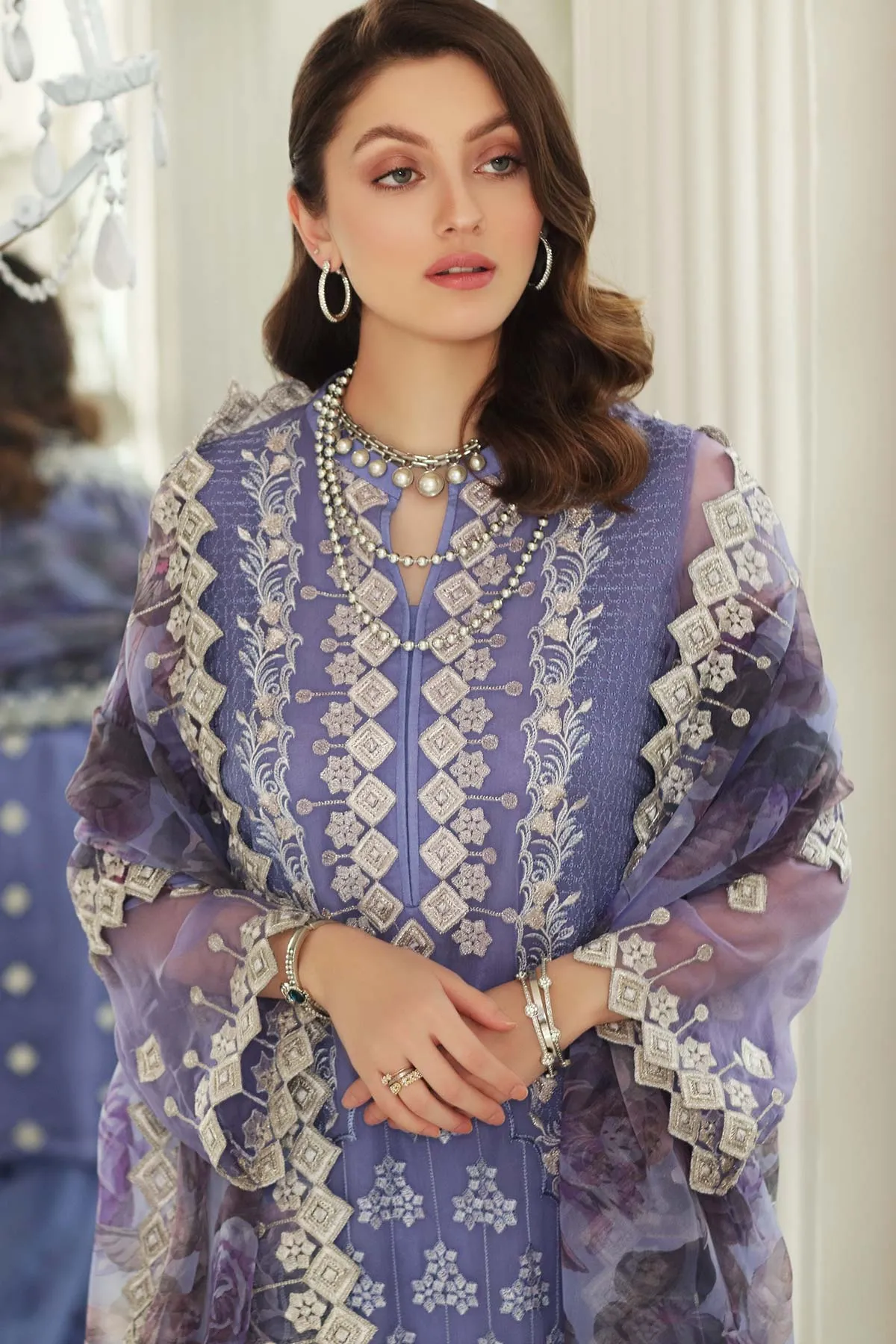 3 piece unstitched embroidered chiffon CAL-006.