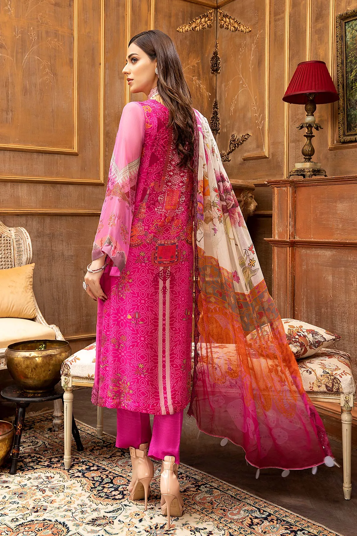 3 Piece Unstitched Embroidered Chiffon Suit with Dupatta VSL-06