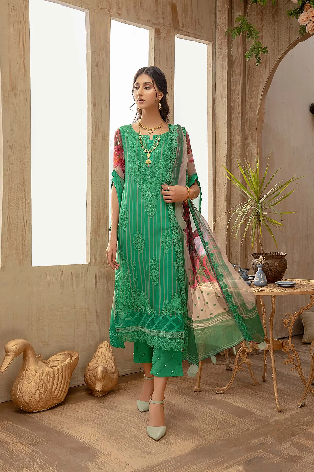 3 Piece Unstitched Embroidered Chiffon VSL-06