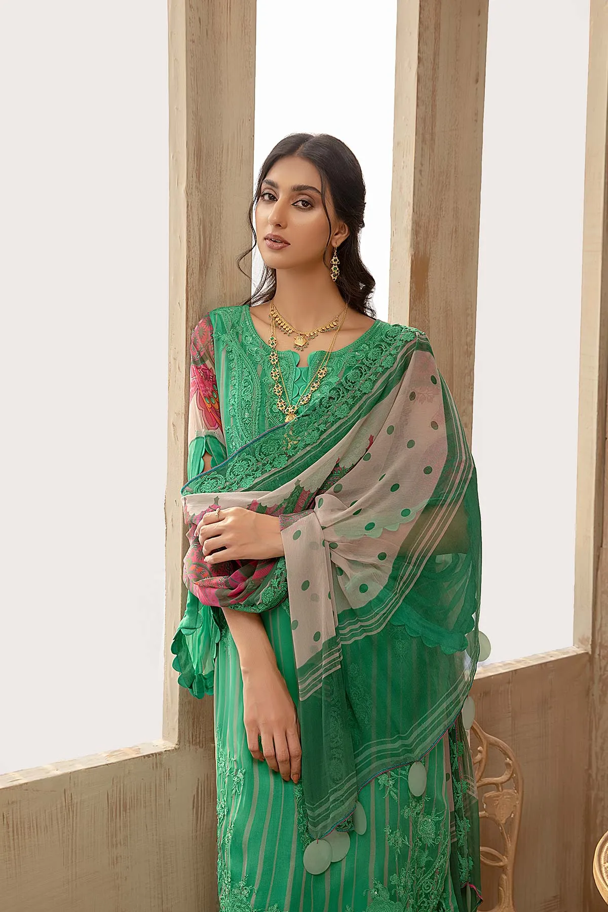 3 Piece Unstitched Embroidered Chiffon VSL-06