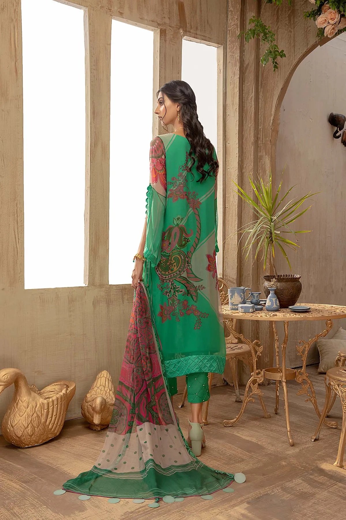 3 Piece Unstitched Embroidered Chiffon VSL-06