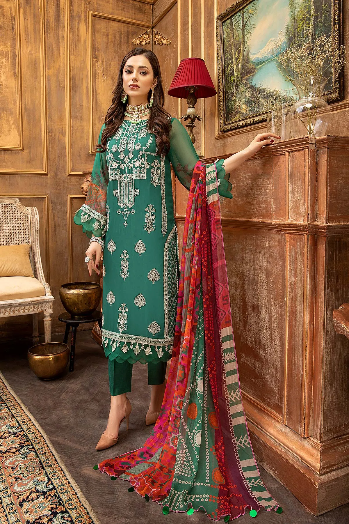 3 Piece Unstitched Embroidered Chiffon with Dupatta VSL-05