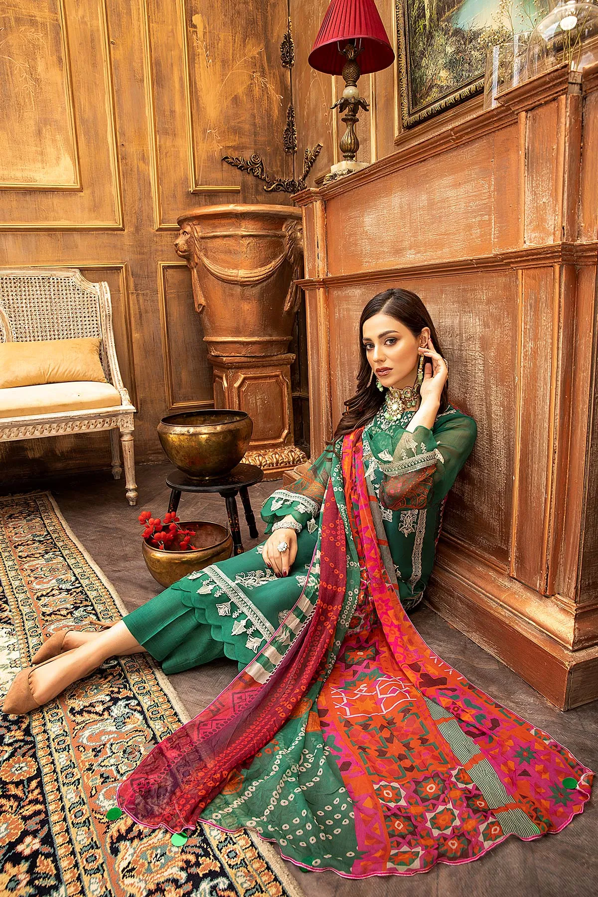 3 Piece Unstitched Embroidered Chiffon with Dupatta VSL-05