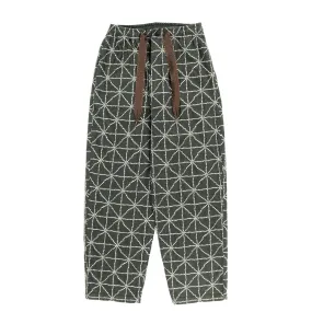 8oz Green Color Denim Folk-Dojo Embroidery Easy Pants by Kapital