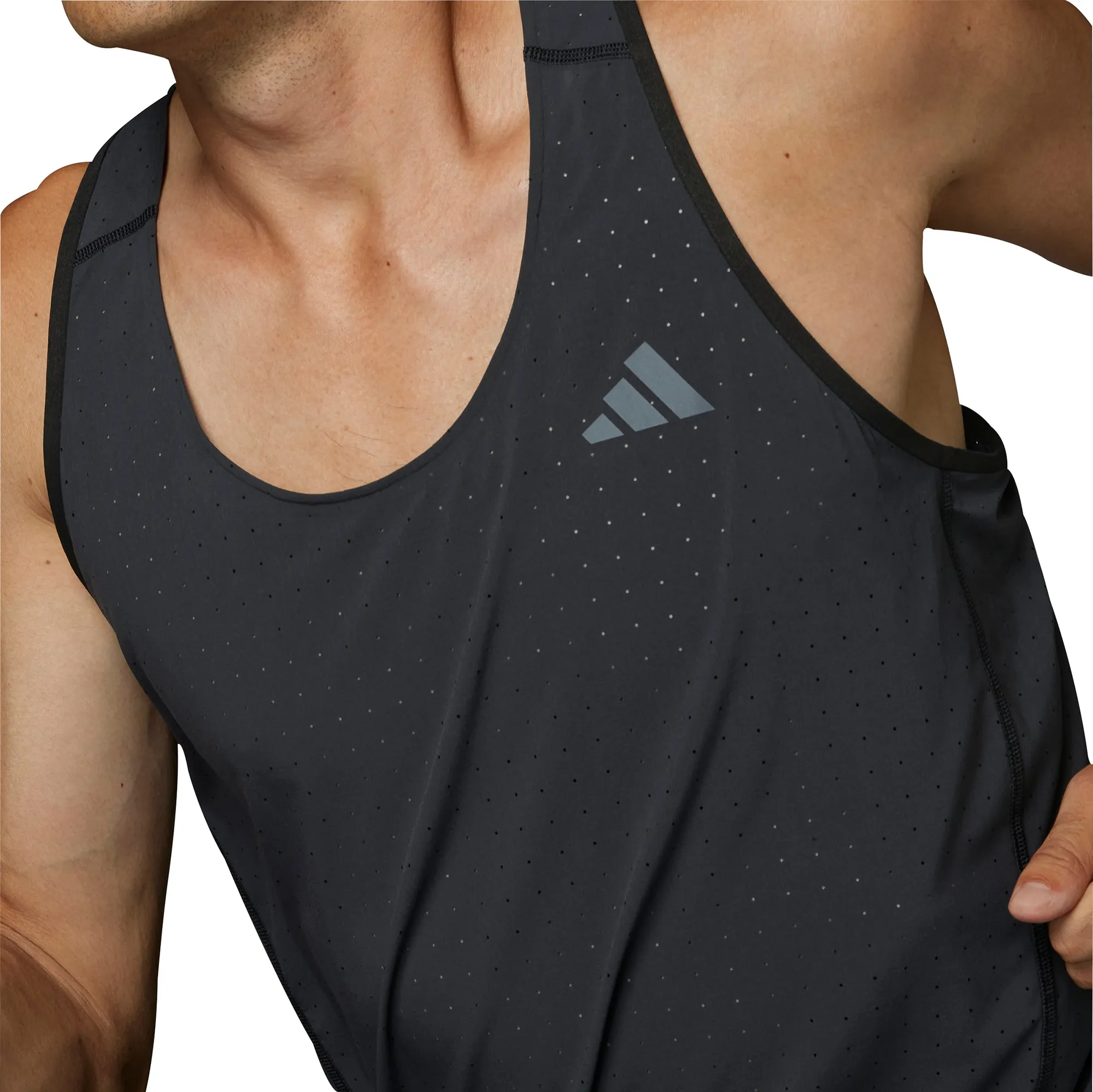 adidas black men's running vest