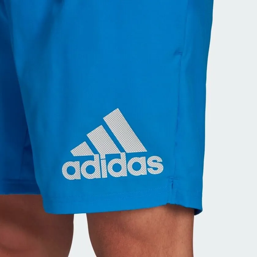 adidas blue running shorts with reflective pockets for men. Ideal for fitness, gym, and sports.