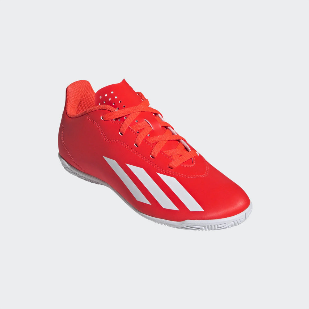 Adidas Crazyfast Club Indoor Junior Football Shoes - Solar Red, White, Yellow.