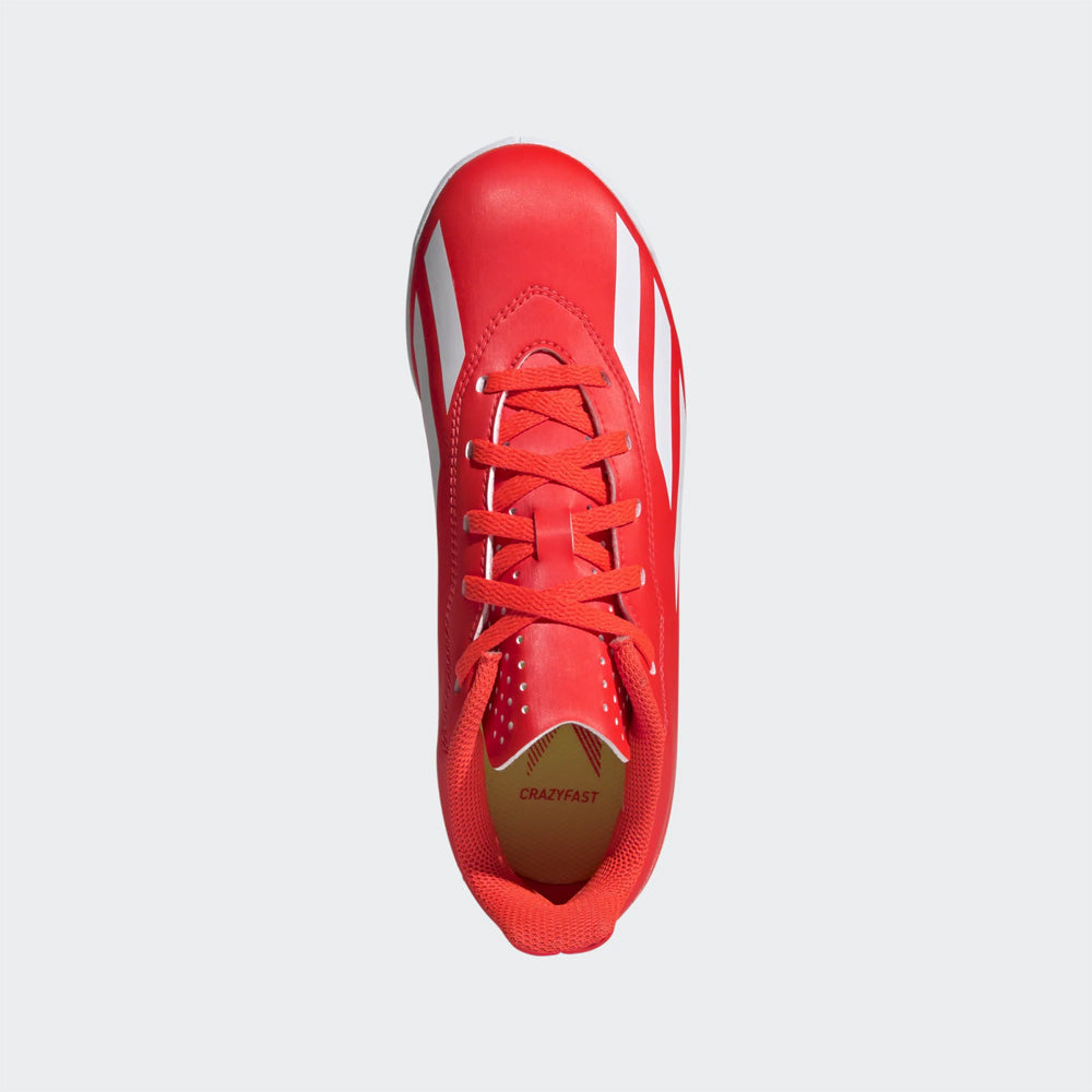 Adidas Crazyfast Club Indoor Junior Football Shoes - Solar Red, White, Yellow.