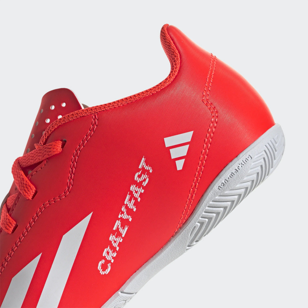 Adidas Crazyfast Club Indoor Junior Football Shoes - Solar Red, White, Yellow.