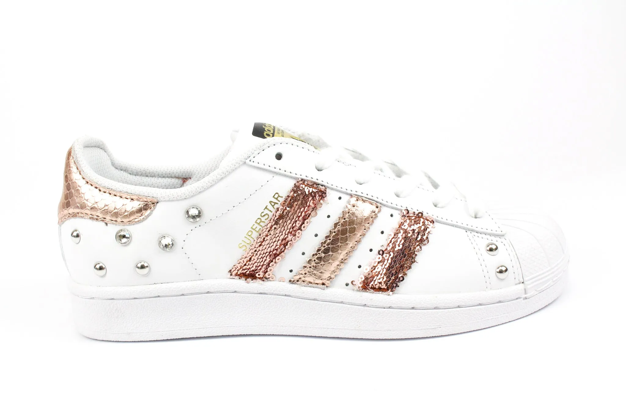 Adidas Superstar Pink Copper Sequins & Rhinestones