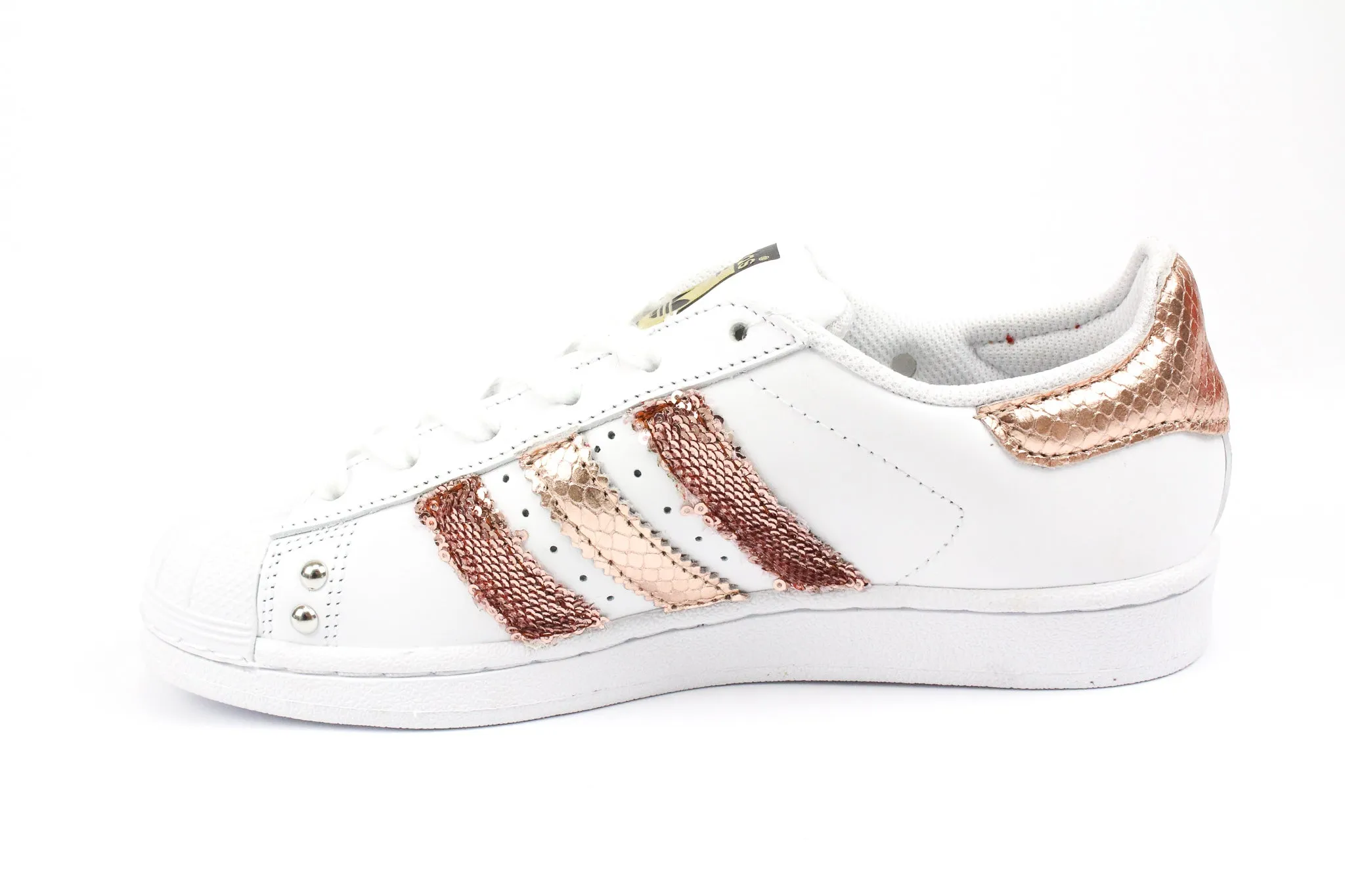 Adidas Superstar Pink Copper Sequins & Rhinestones