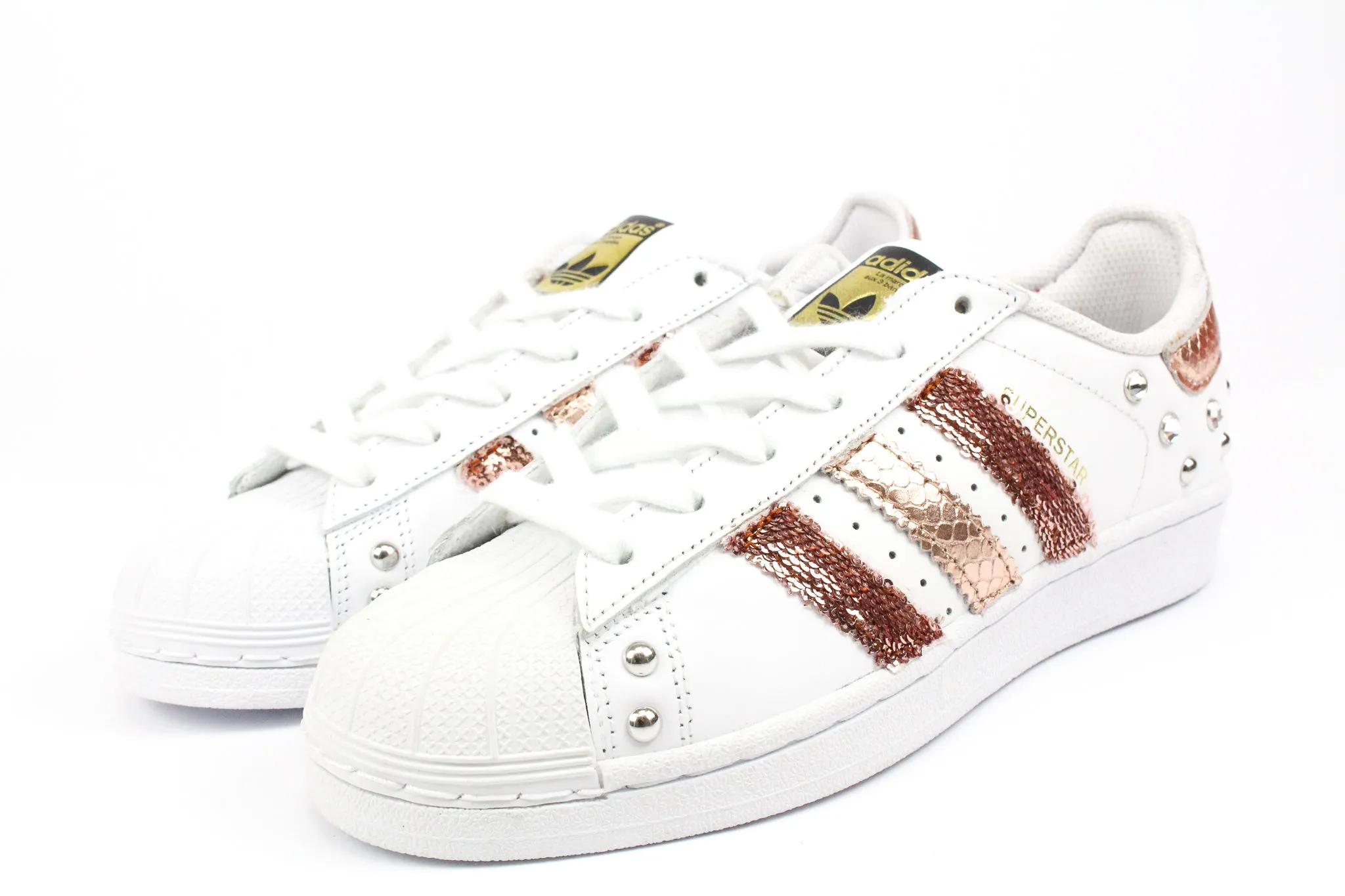 Adidas Superstar Pink Copper Sequins & Rhinestones