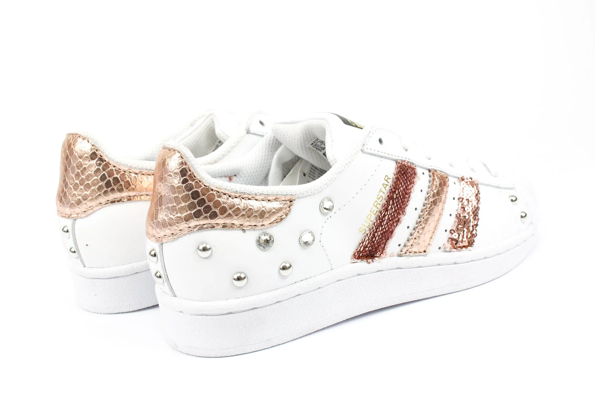 Adidas Superstar Pink Copper Sequins & Rhinestones