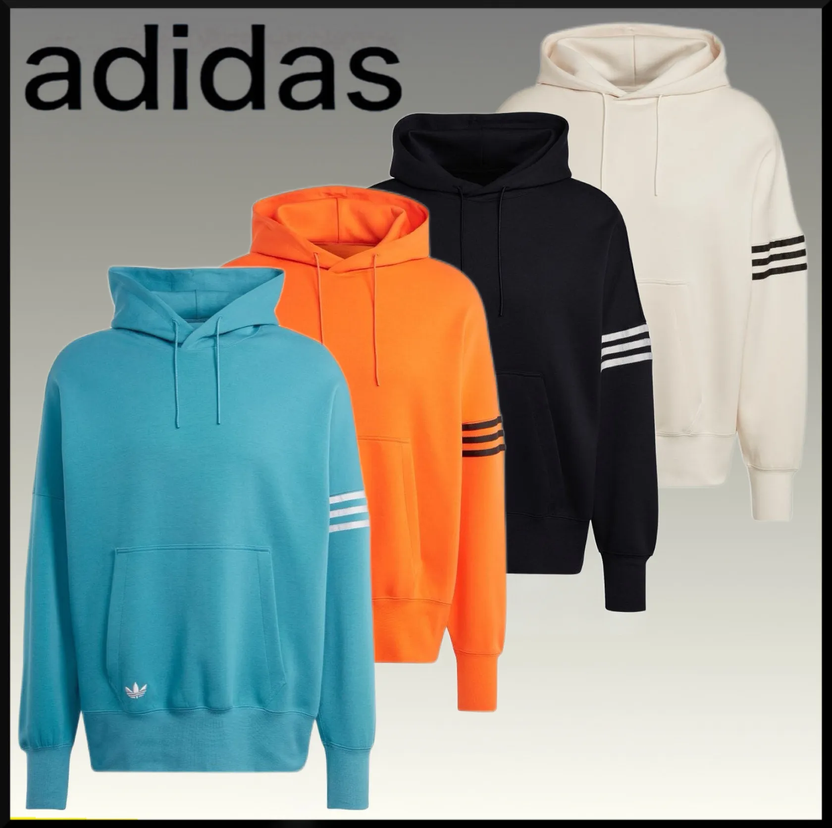 adidas unisex street style long sleeves plain cotton logo hoodies