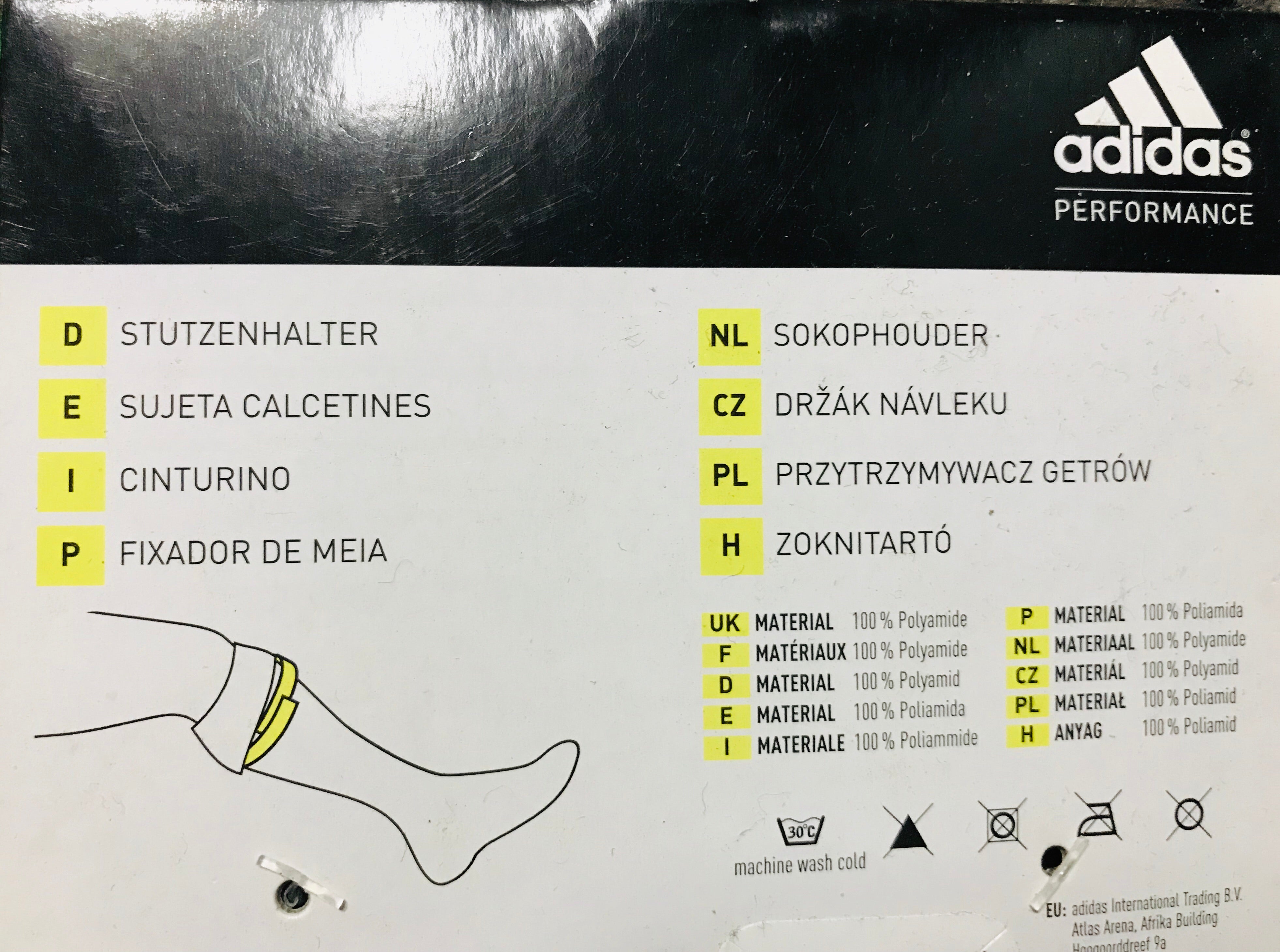 Adidas White Football Sock Holder & Ankle Straps Set