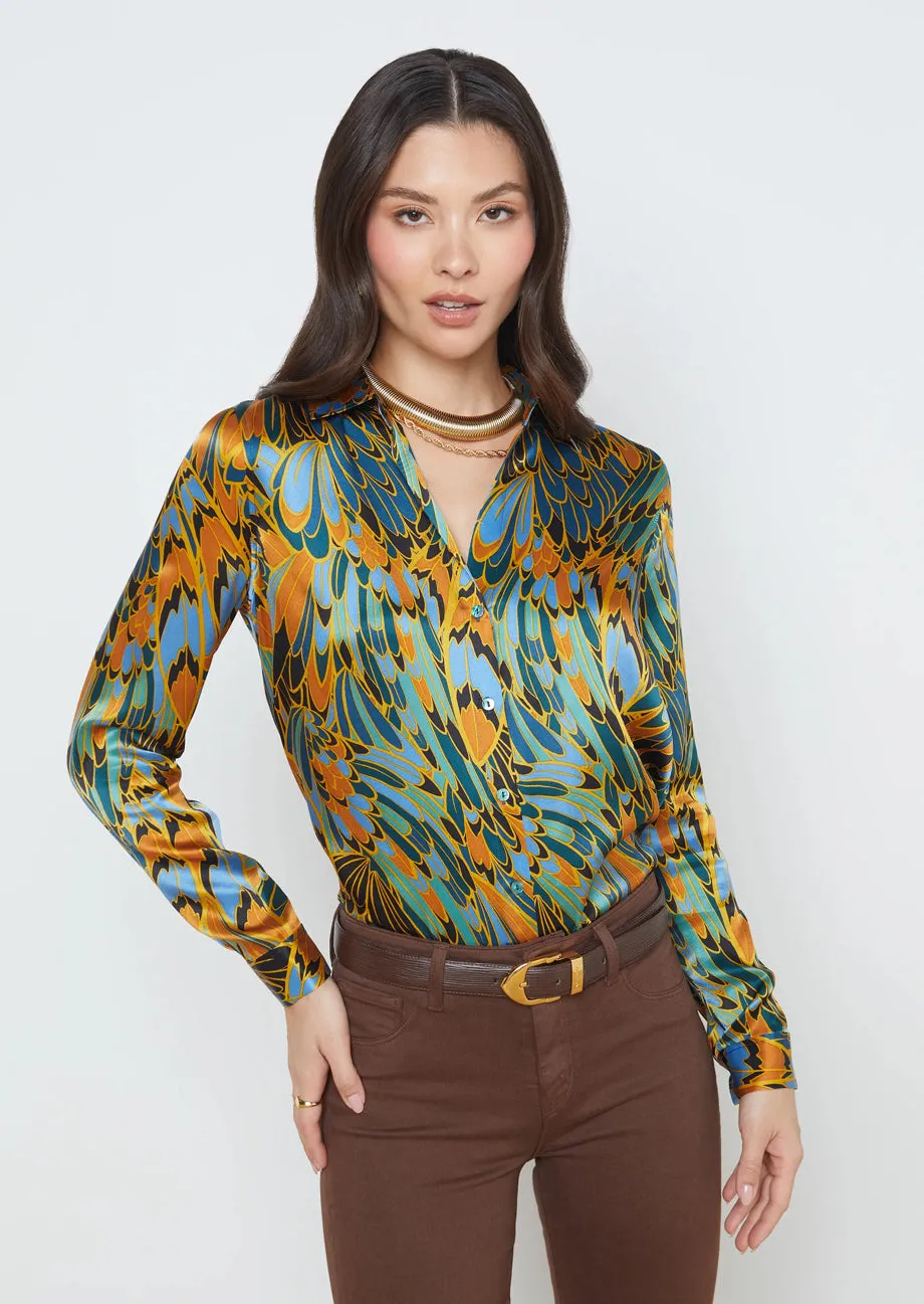 Agency - Tyler Blouse - Blue Multi Parrot Feather