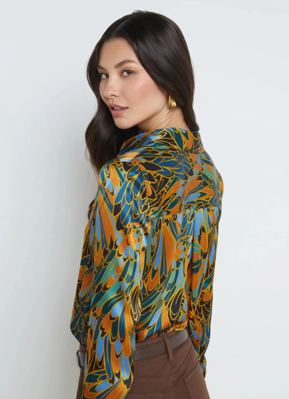 Agency - Tyler Blouse - Blue Multi Parrot Feather