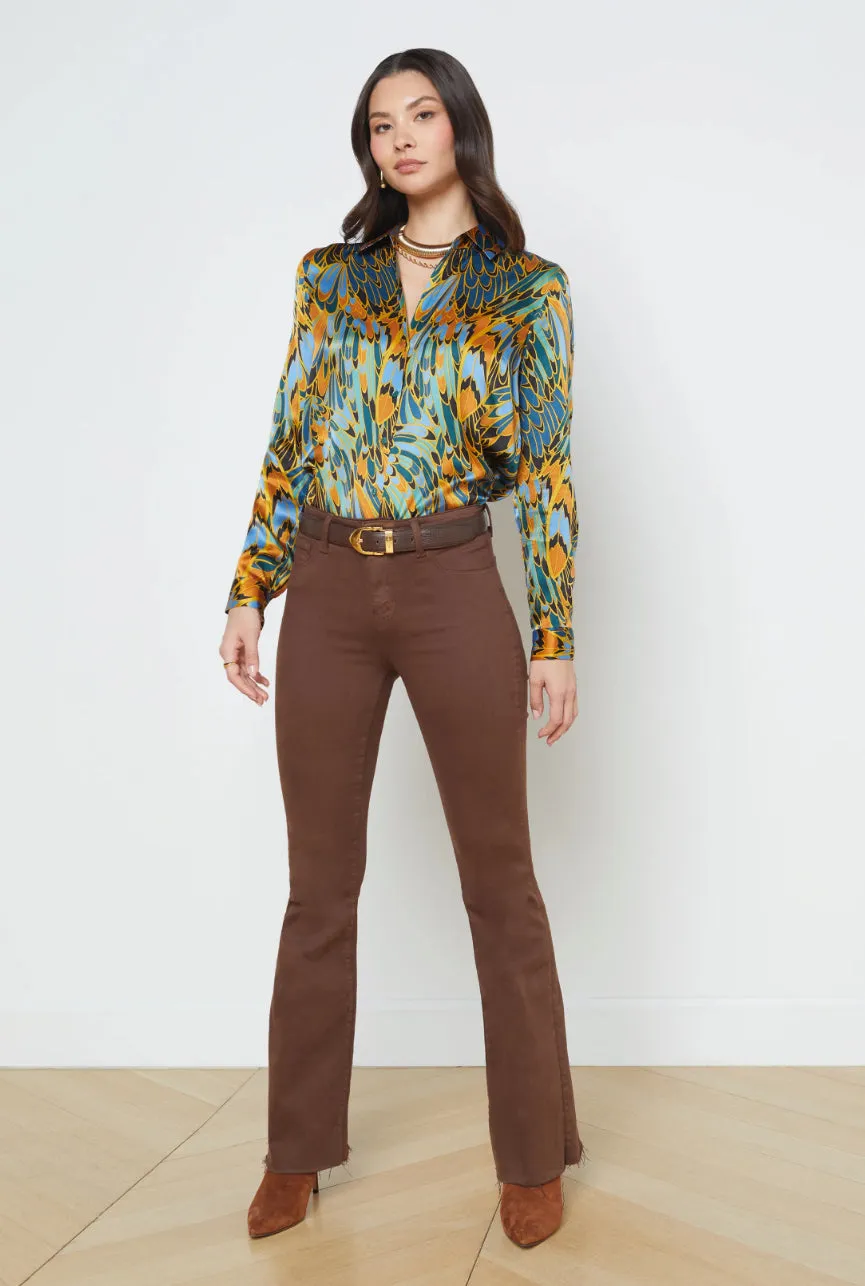 Agency - Tyler Blouse - Blue Multi Parrot Feather