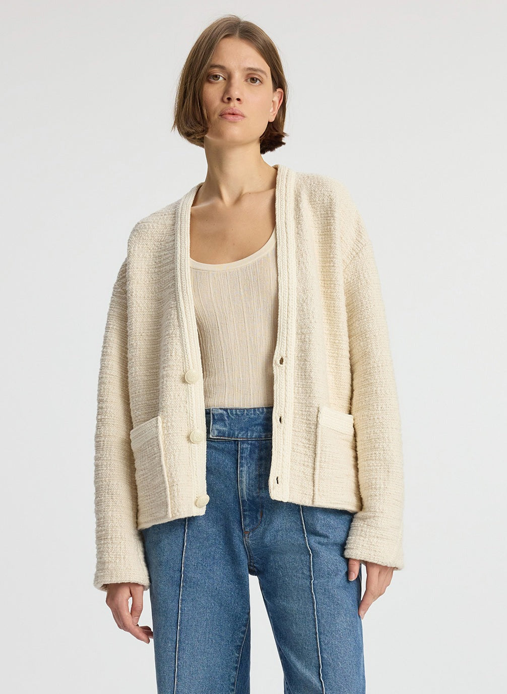 ALC Peyton Cotton Boucle Jacket, Buttercream - Shop Now