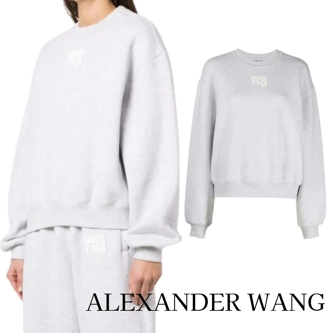 Alexander Wang - Crew Neck Long Sleeves Plain Logo Hoodies & Sweatshirts