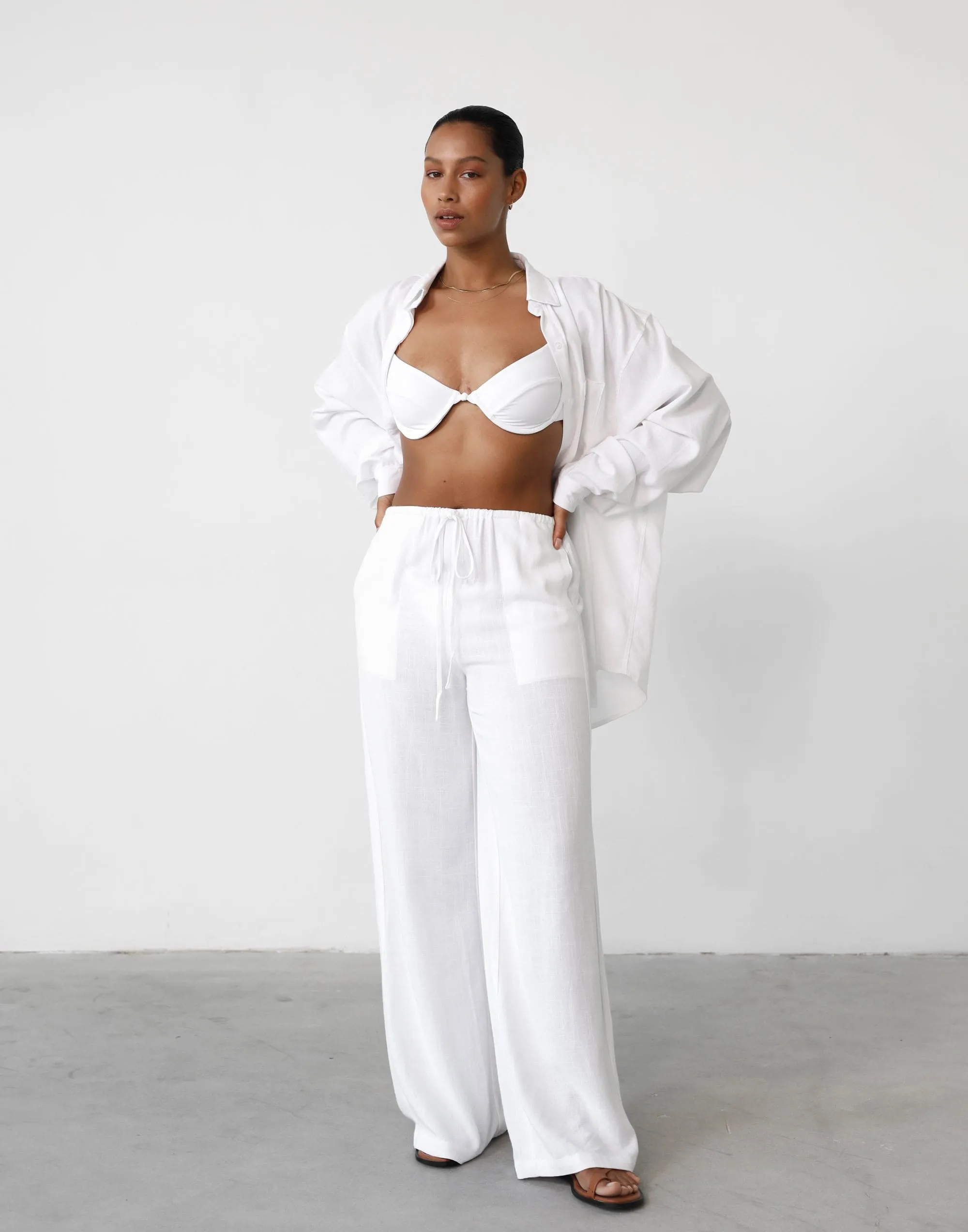 Amee White Linen Pants