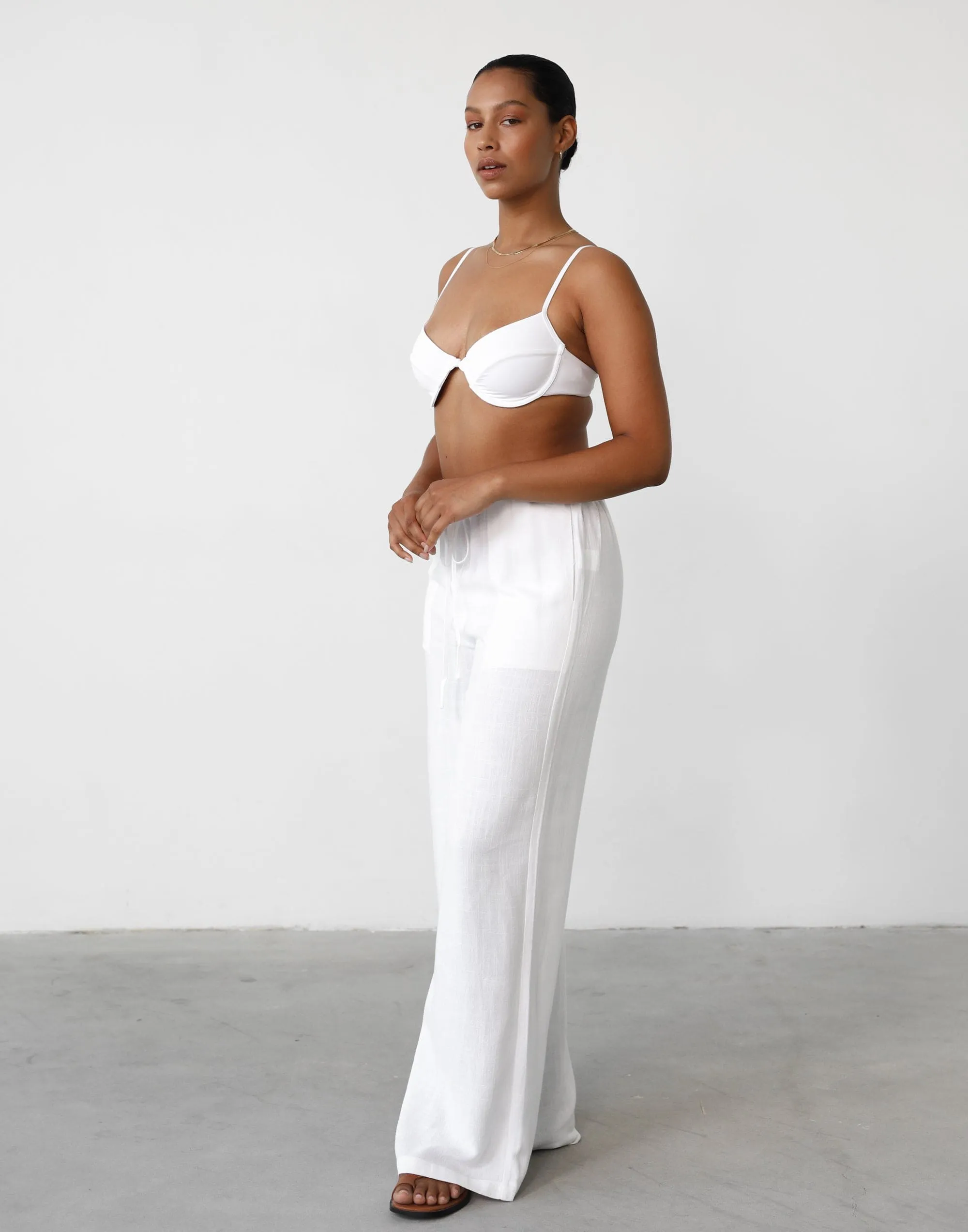 Amee White Linen Pants