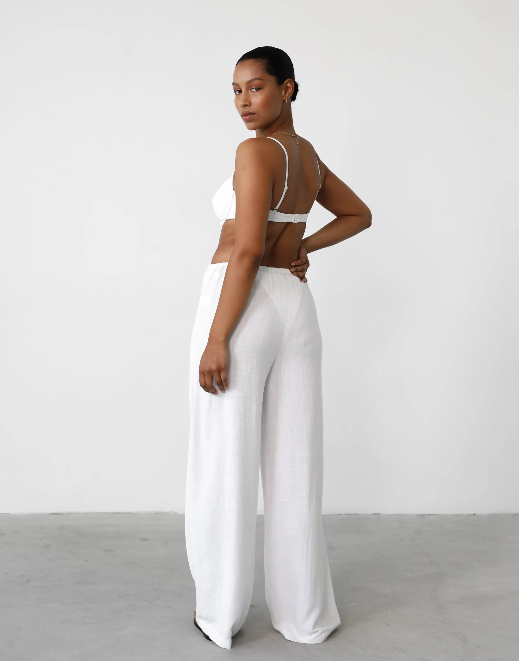 Amee White Linen Pants