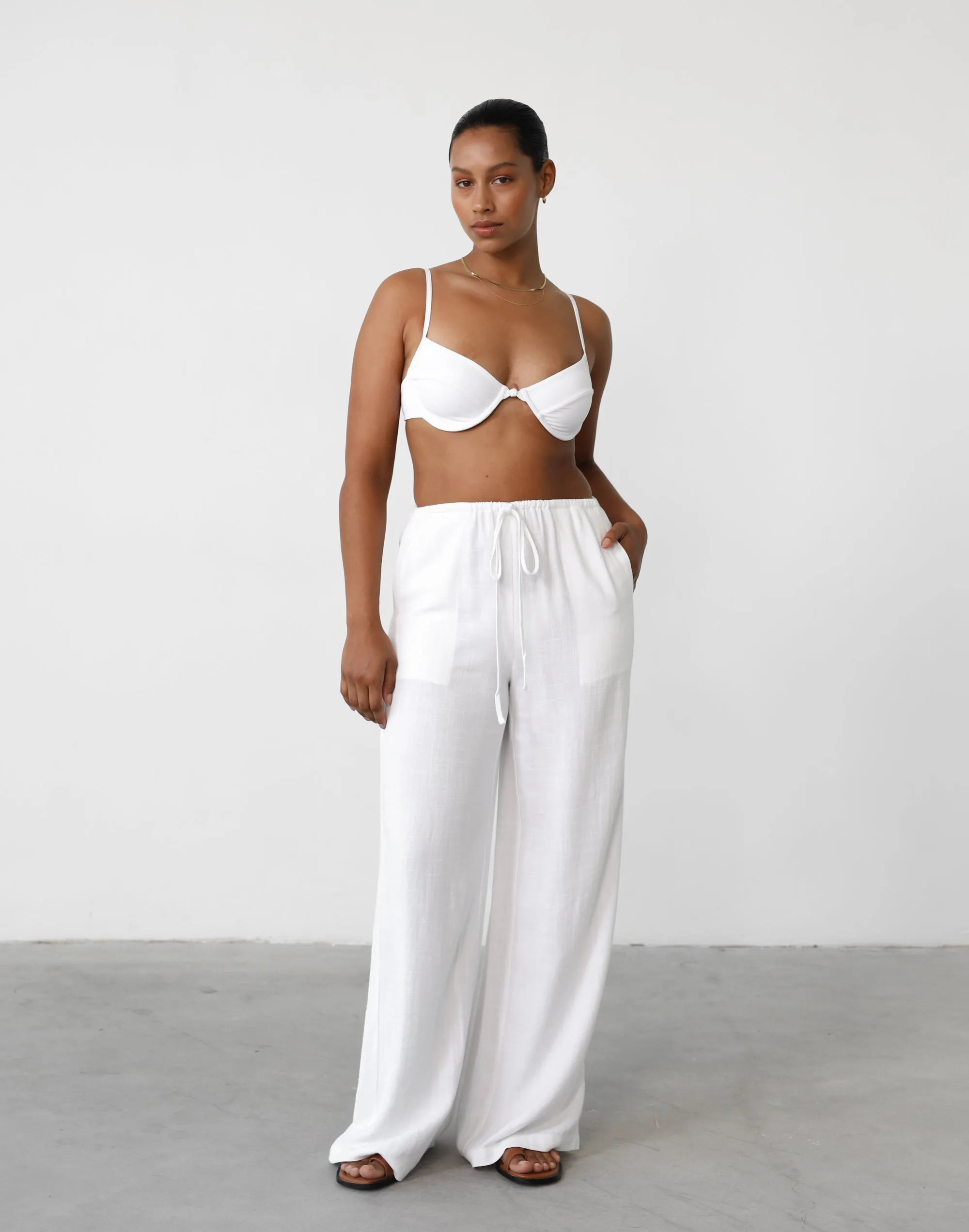 Amee White Linen Pants