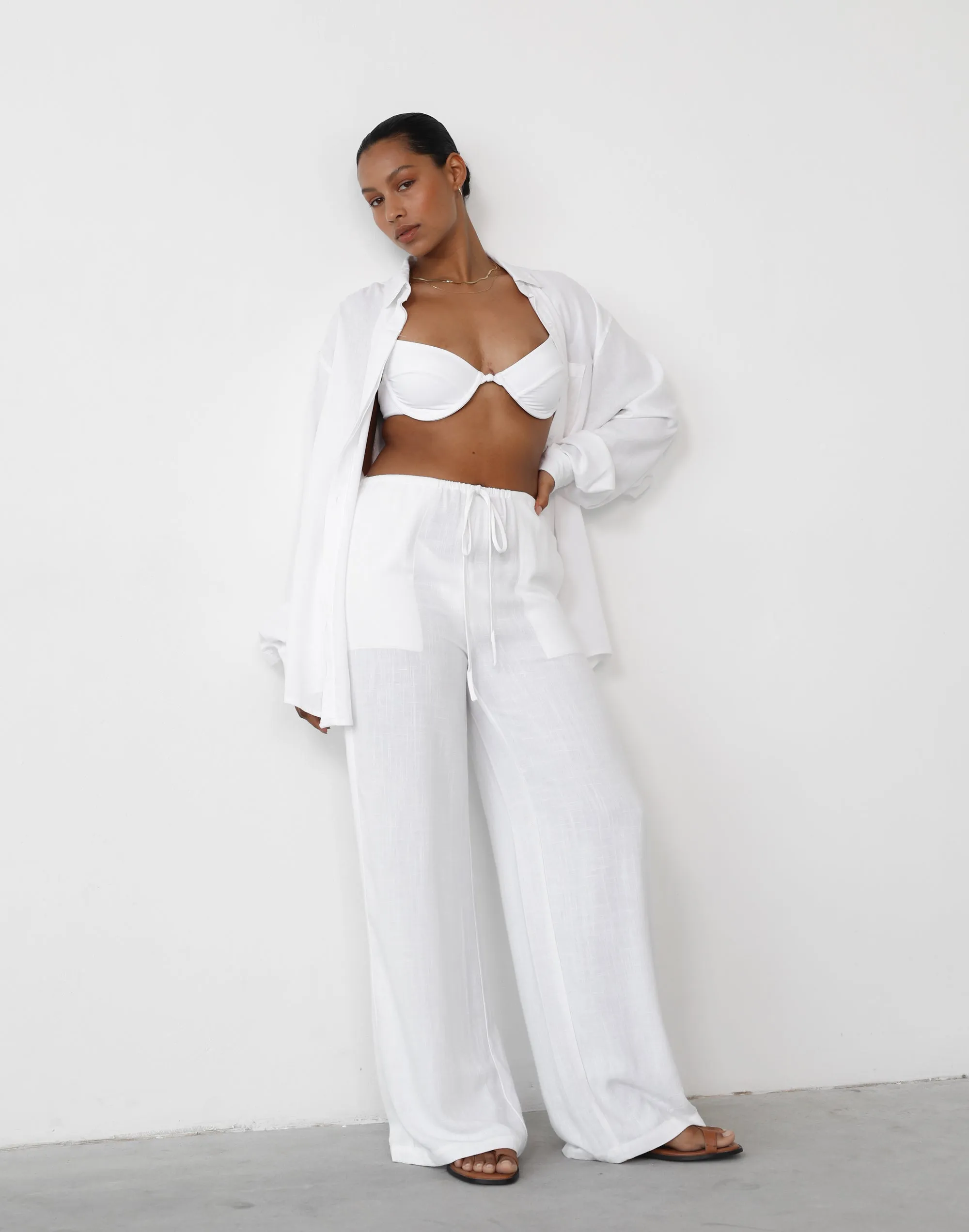 Amee White Linen Pants