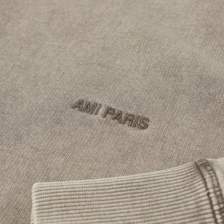 AMI PARIS Cotton Crew Neck Sweatshirt with Long Sleeves and Plain Logo