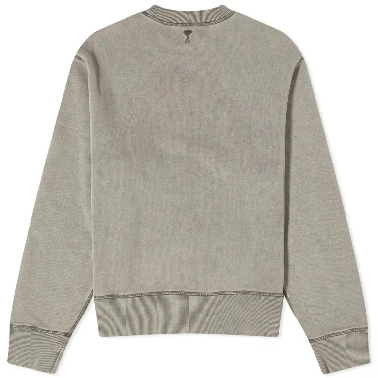 AMI PARIS Cotton Crew Neck Sweatshirt with Long Sleeves and Plain Logo