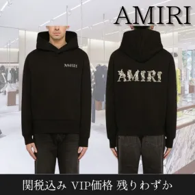 AMIRI Long Sleeves Cotton Logo Hoodies | Street Style