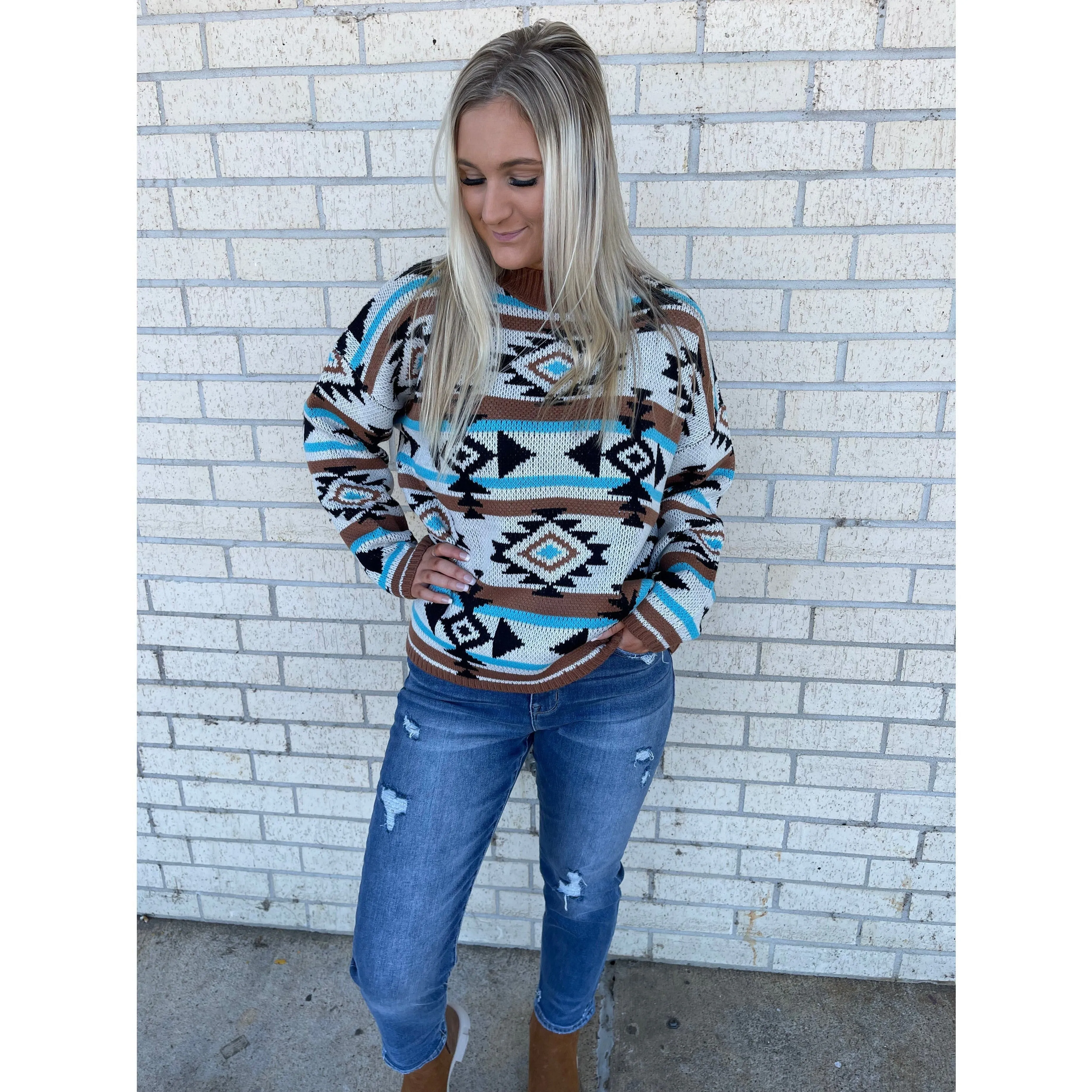 Andie Teal Aztec Sweater