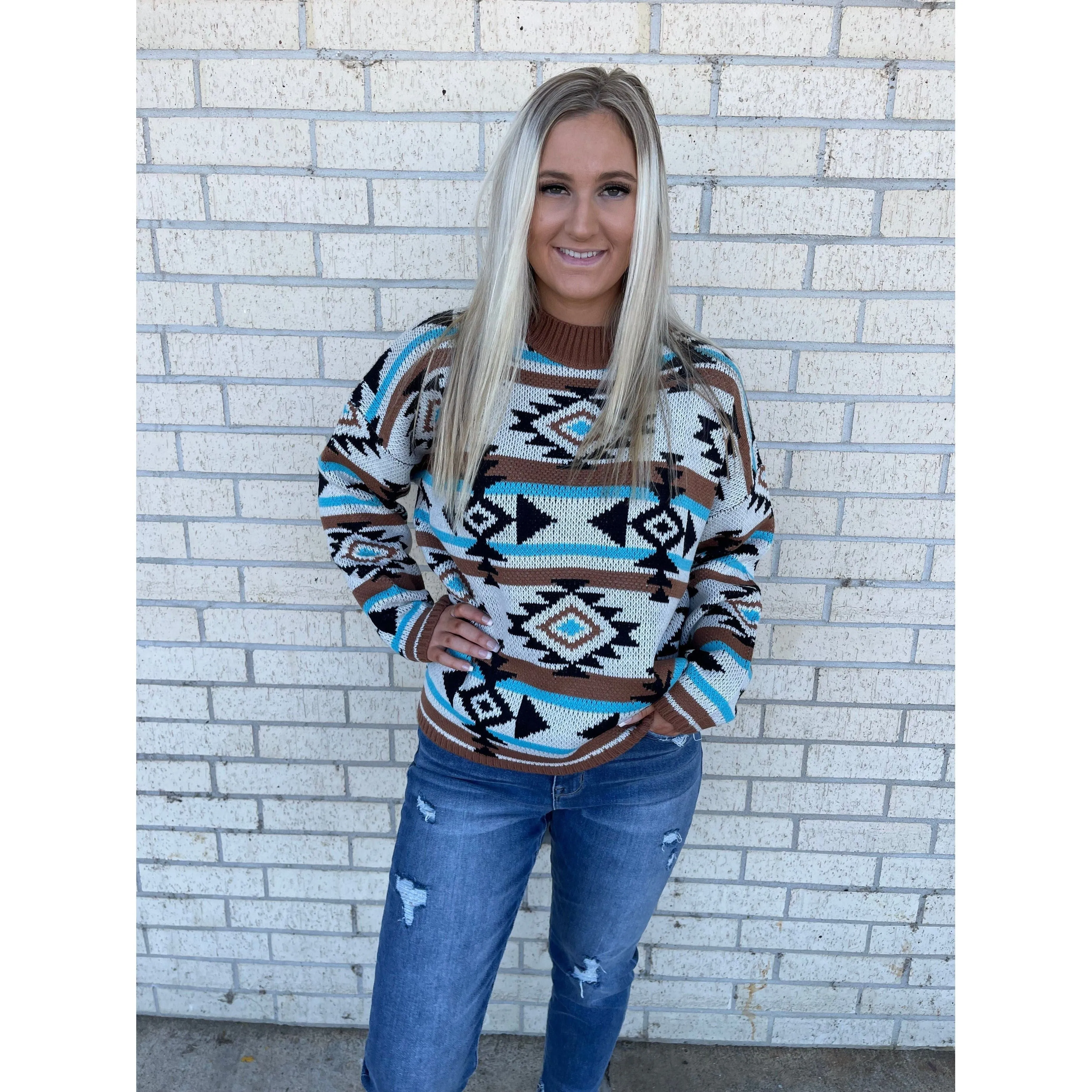 Andie Teal Aztec Sweater