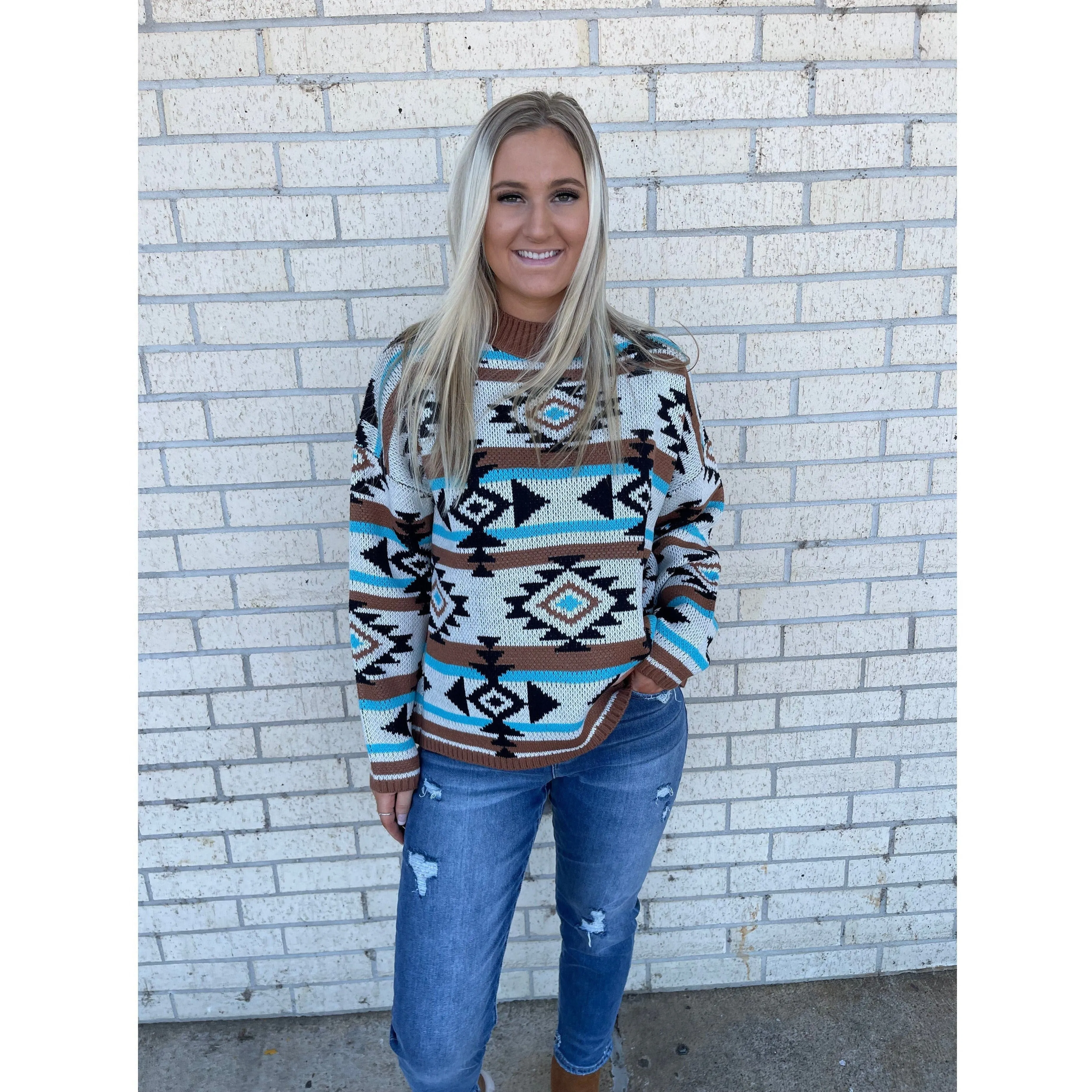 Andie Teal Aztec Sweater