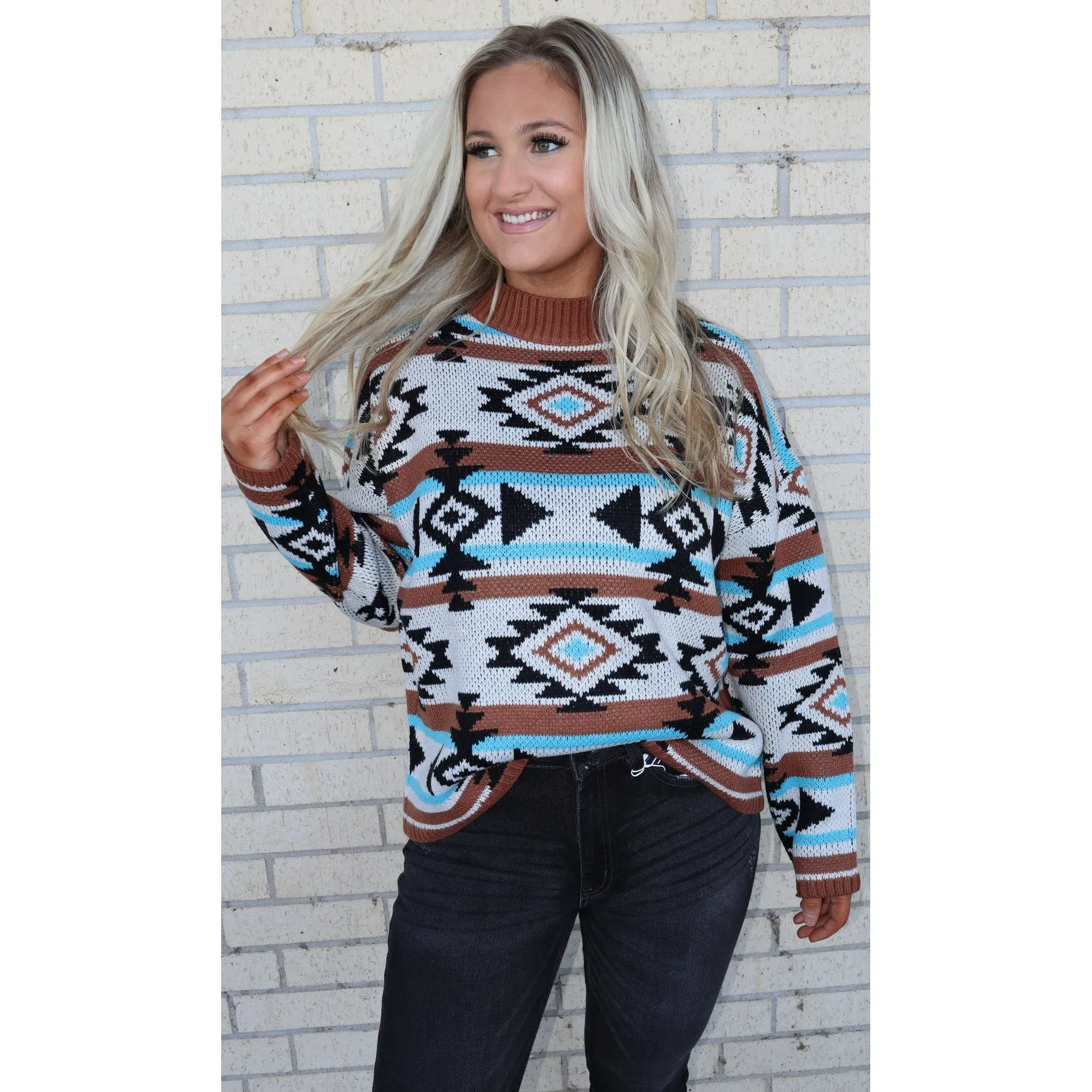 Andie Teal Aztec Sweater