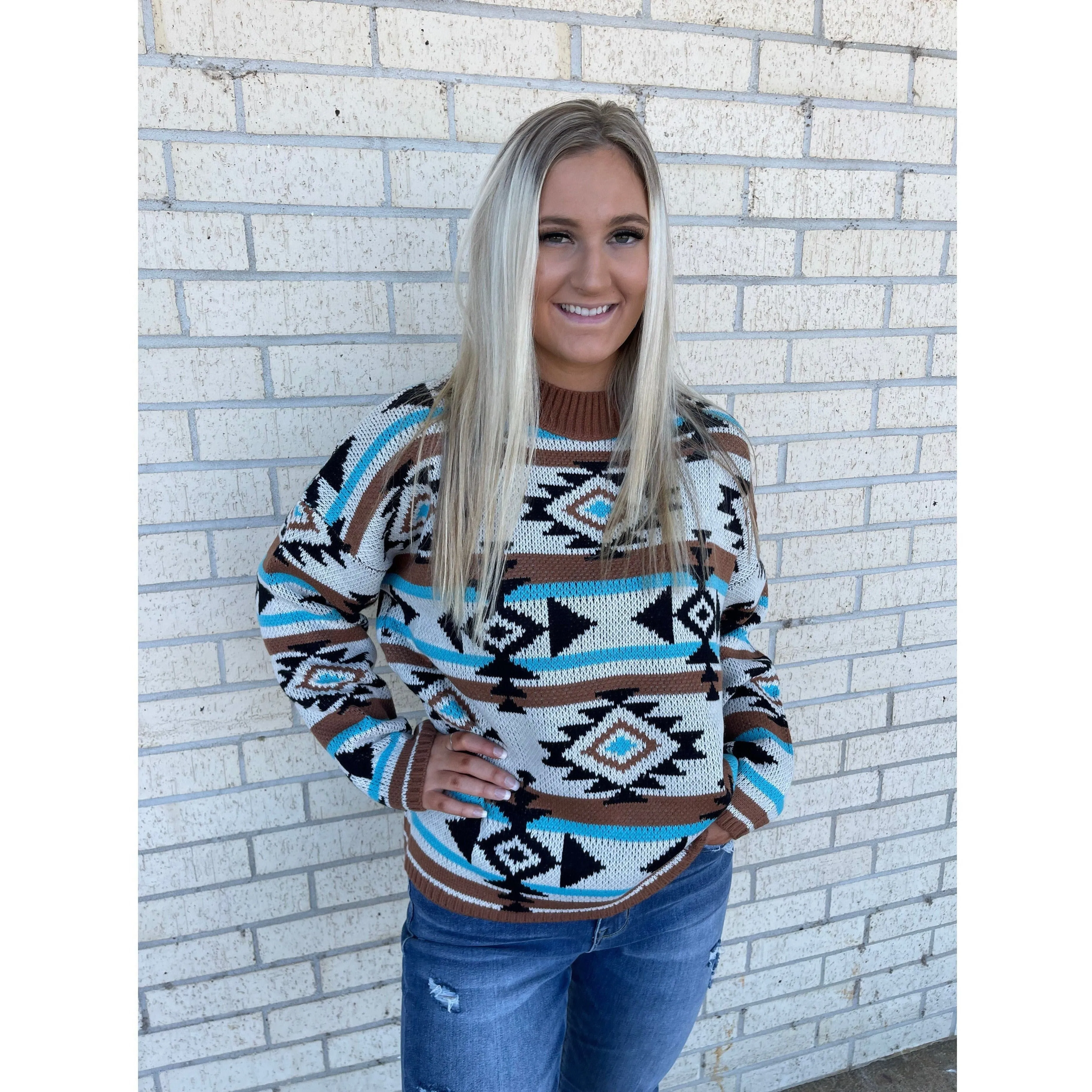 Andie Teal Aztec Sweater