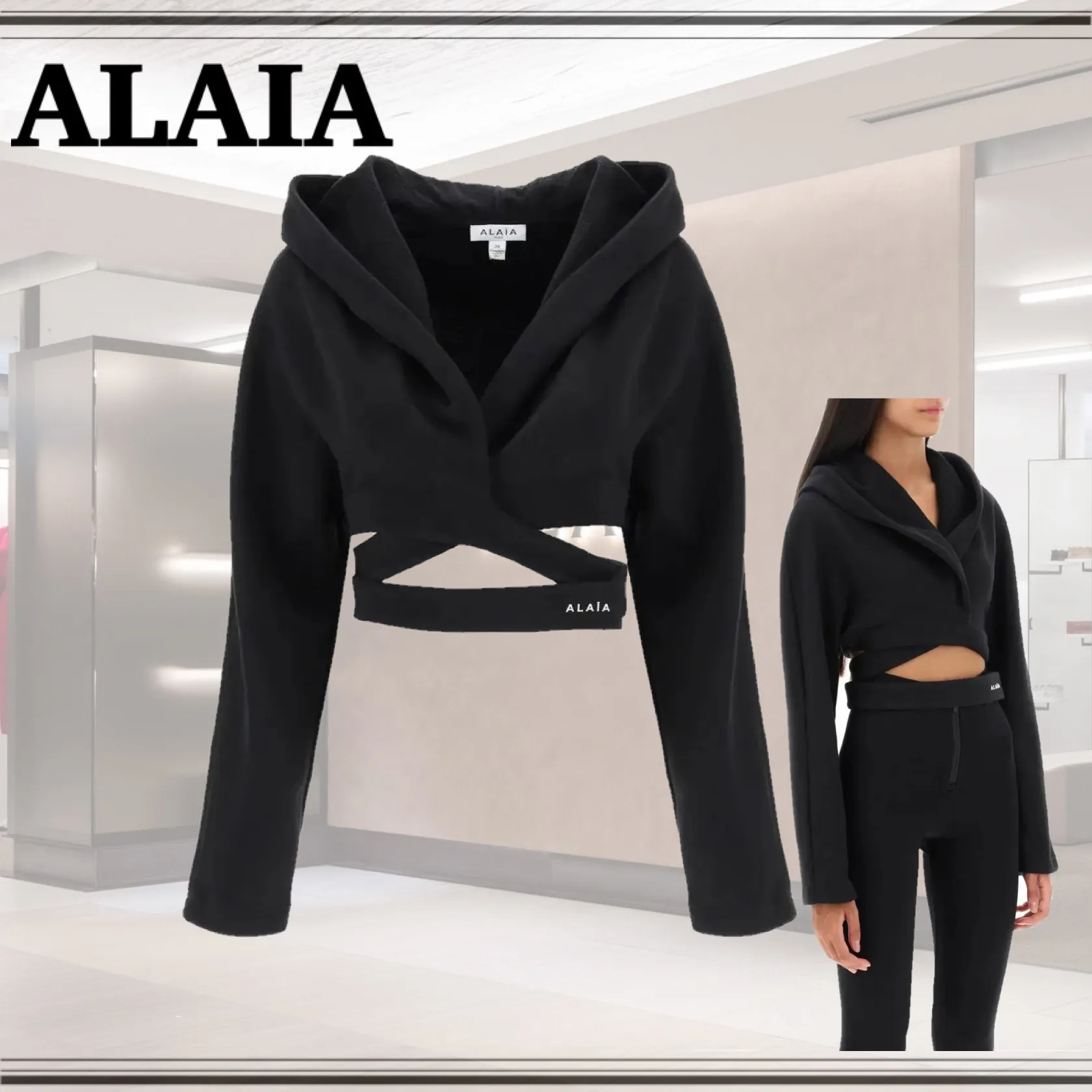 Azzedine Alaia Long Sleeve Cotton Logo Hoodies & Sweatshirts