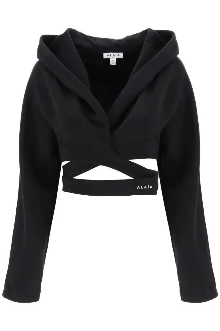 Azzedine Alaia Long Sleeve Cotton Logo Hoodies & Sweatshirts