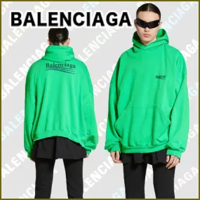 Balenciaga Unisex Long Sleeves Cotton Oversized Logo (Plain)