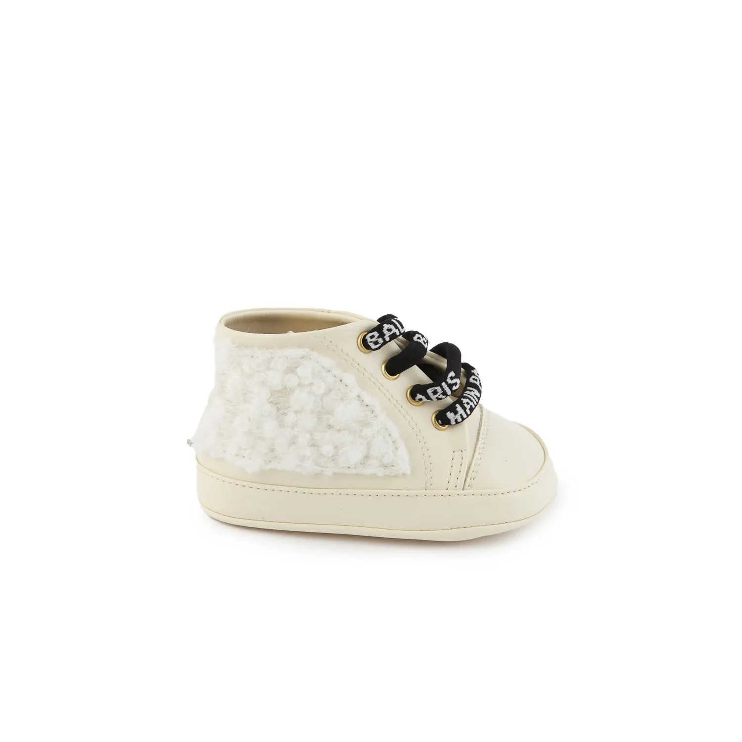 Balmain Balmain Cream Leather Mini Sneaker For Baby Girls