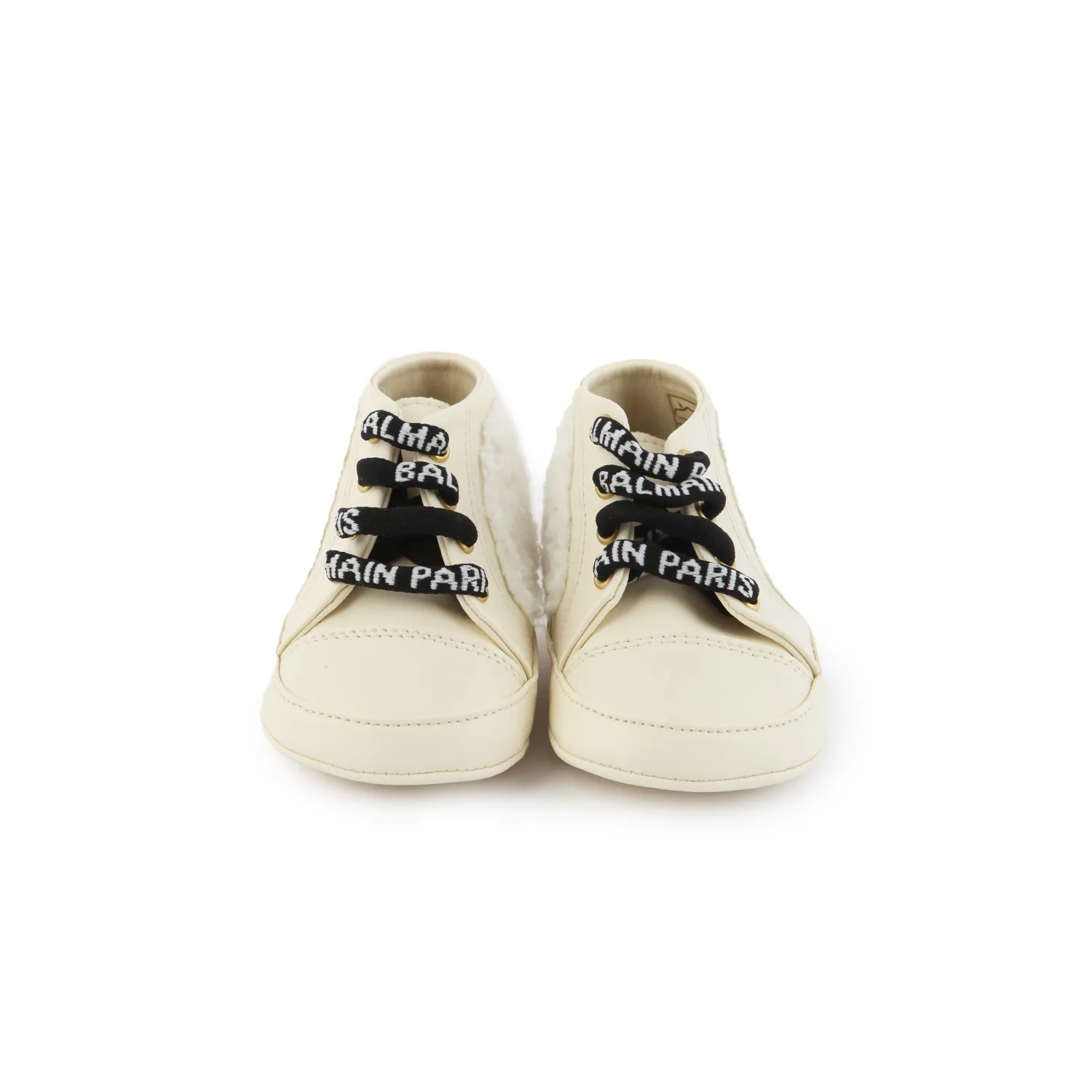 Balmain Balmain Cream Leather Mini Sneaker For Baby Girls