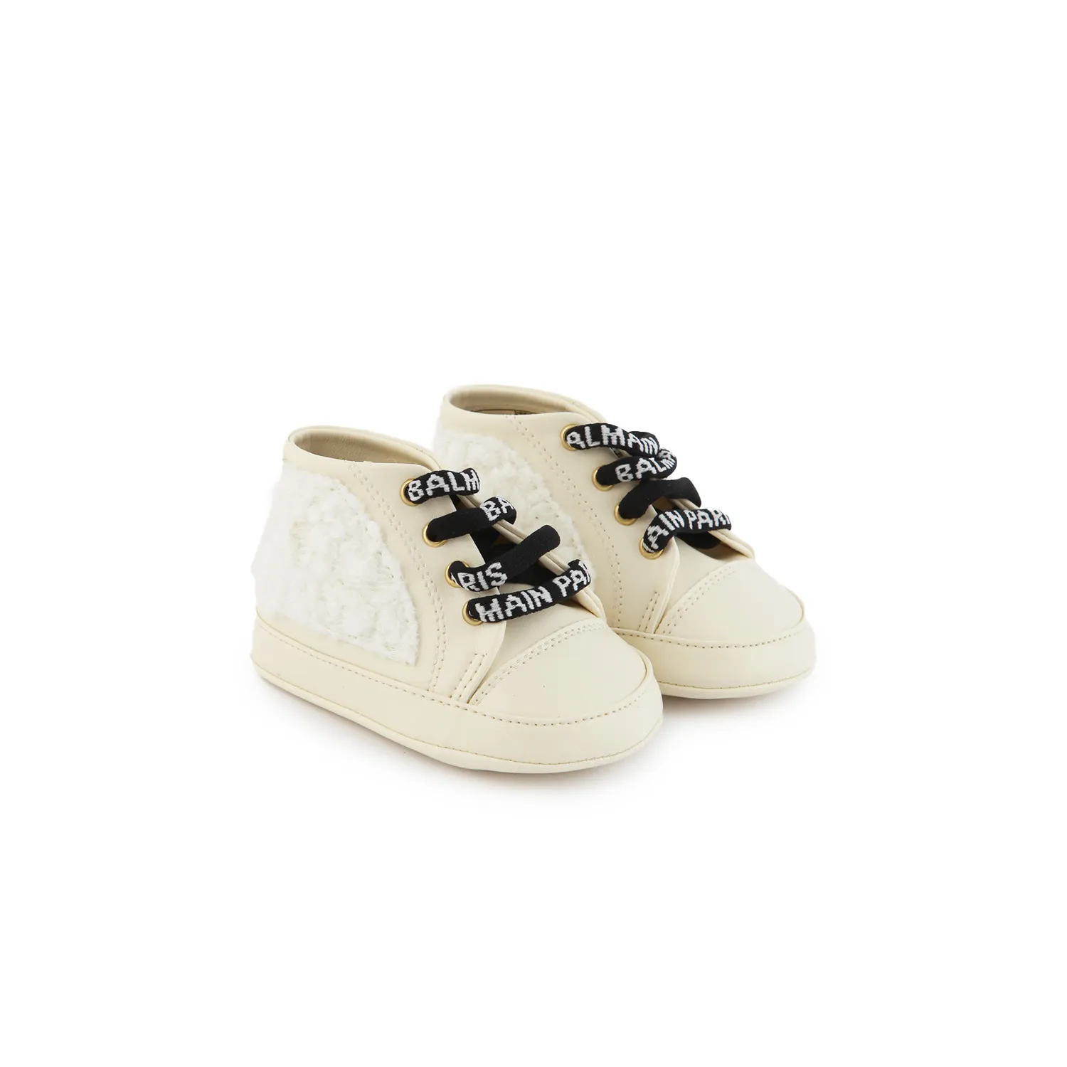 Balmain Balmain Cream Leather Mini Sneaker For Baby Girls