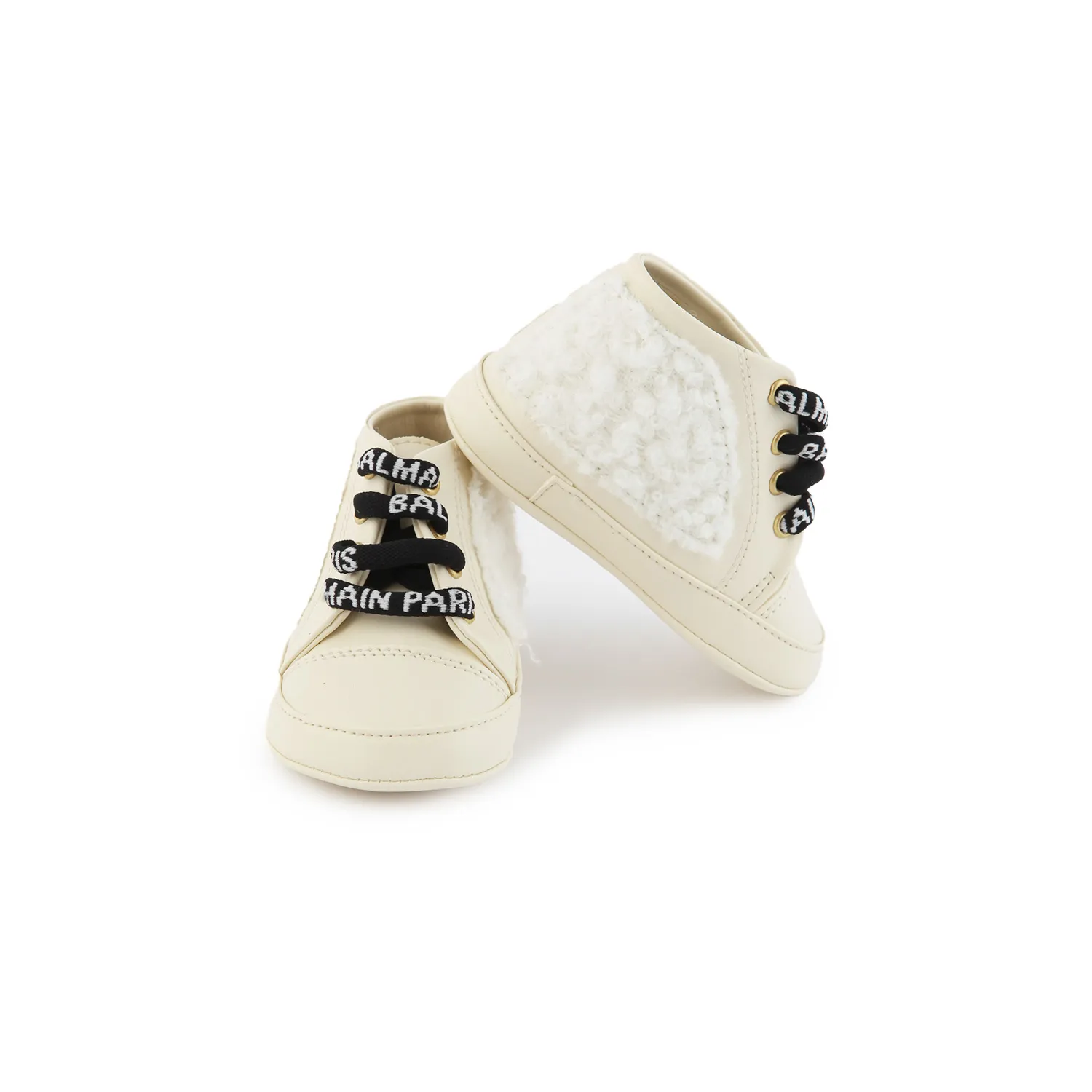 Balmain Balmain Cream Leather Mini Sneaker For Baby Girls