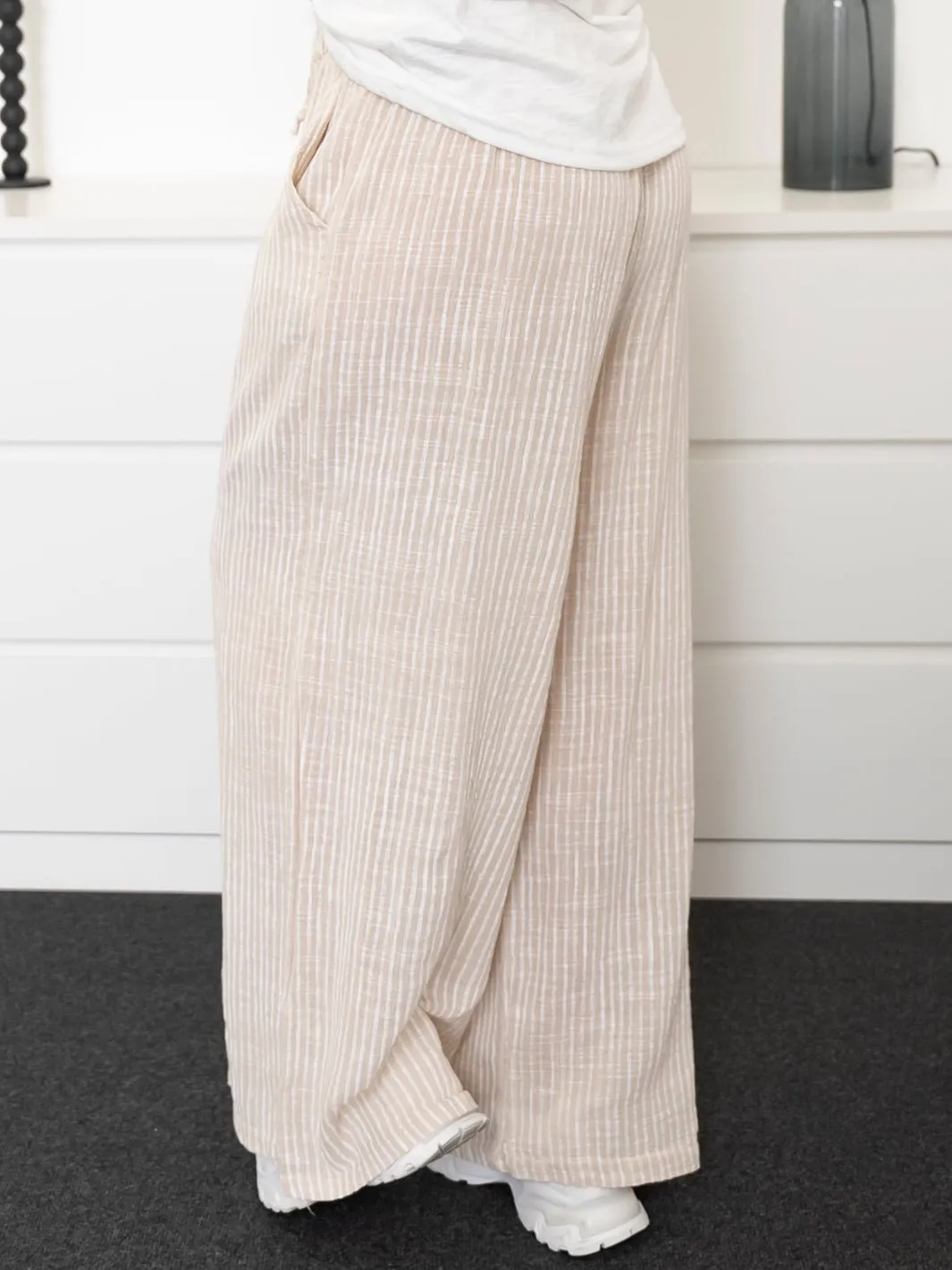 Beige striped Quinn pants