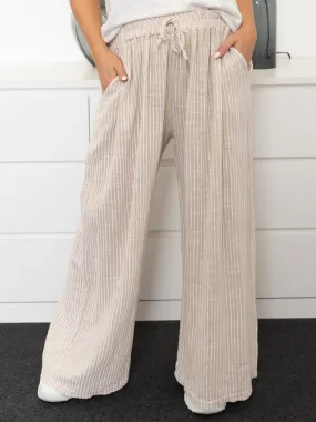 Beige striped Quinn pants