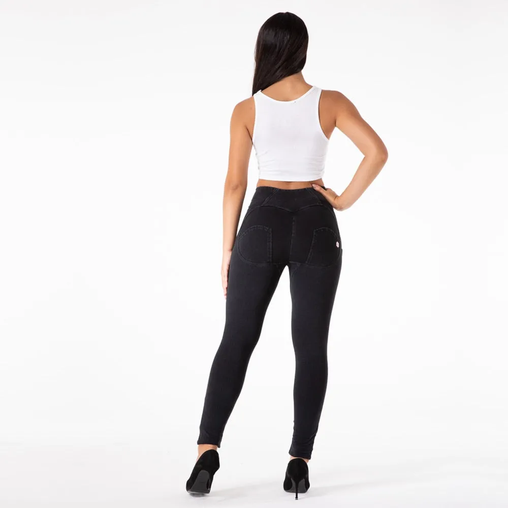 Black Denim Skinny High Waist Leggings for Women - Push-Up Yoga Fitness Leggings